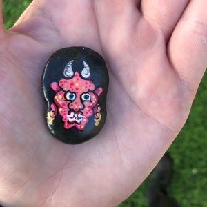 Pink Hanya Mask Inspired Wish Stone